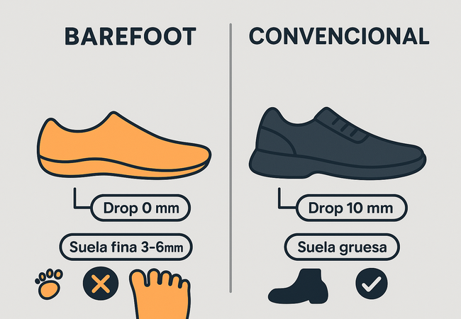barefoot vs calzado convencional